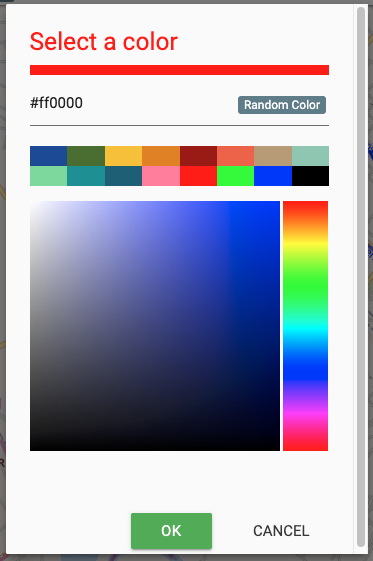 Screenshot of the Select a color menu.
